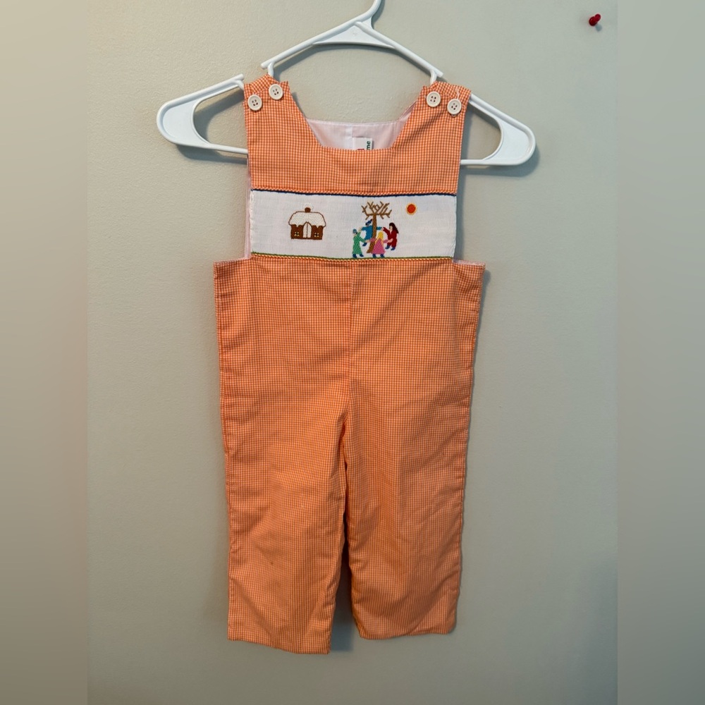Mom & Me Orange Gingham Smocked Romper